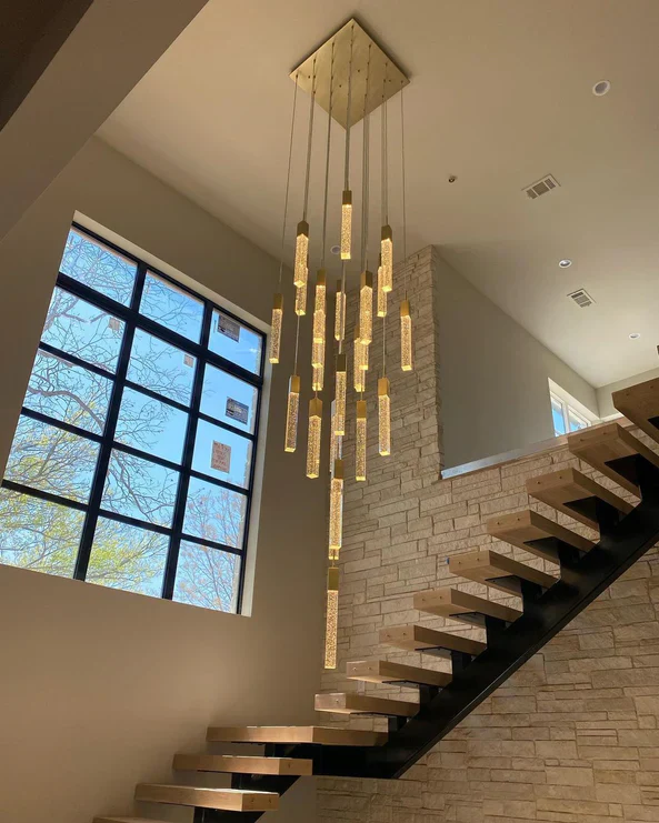 Modern Glacier Bubble Crystsal Sticks Chandelier in Gold/Chrome/Black Finish for Staircase/Foyer - Image 11