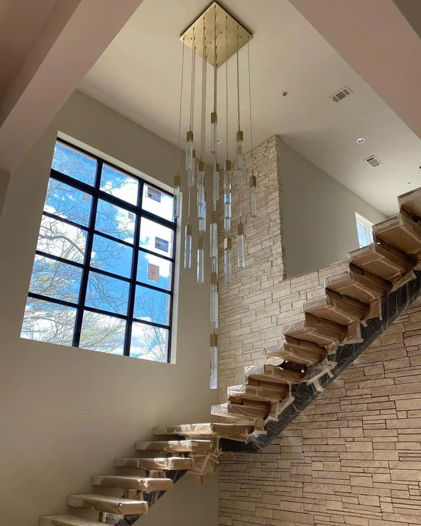 Modern Glacier Bubble Crystsal Sticks Chandelier in Gold/Chrome/Black Finish for Staircase/Foyer - Image 12