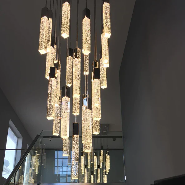 Modern Glacier Bubble Crystsal Sticks Chandelier in Gold/Chrome/Black Finish for Staircase/Foyer - Image 17