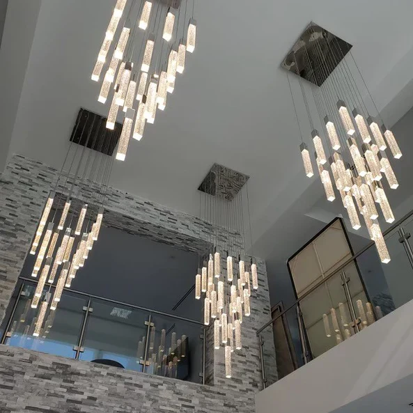 Modern Glacier Bubble Crystsal Sticks Chandelier in Gold/Chrome/Black Finish for Staircase/Foyer - Image 18