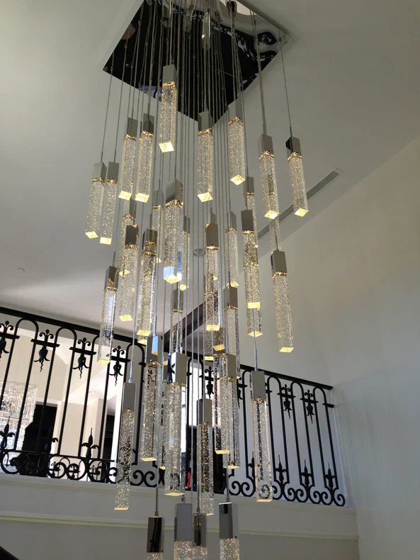 Modern Glacier Bubble Crystsal Sticks Chandelier in Gold/Chrome/Black Finish for Staircase/Foyer - Image 23
