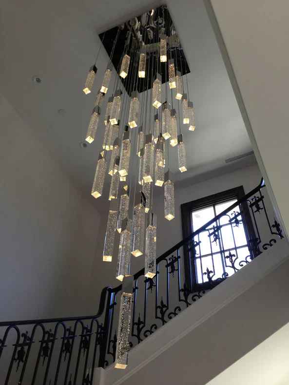 Modern Glacier Bubble Crystsal Sticks Chandelier in Gold/Chrome/Black Finish for Staircase/Foyer - Image 24