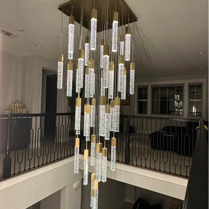 Modern Glacier Bubble Crystsal Sticks Chandelier in Gold/Chrome/Black Finish for Staircase/Foyer - Image 27
