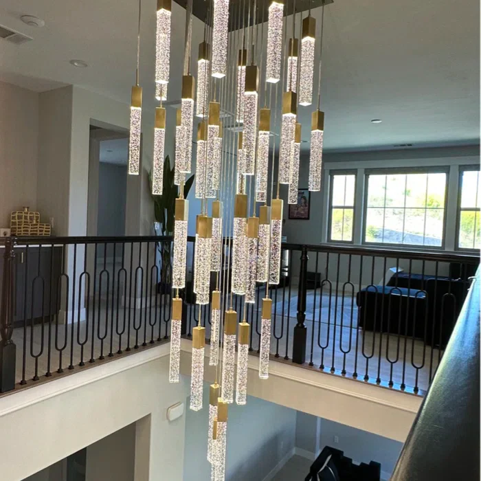Modern Glacier Bubble Crystsal Sticks Chandelier in Gold/Chrome/Black Finish for Staircase/Foyer - Image 28