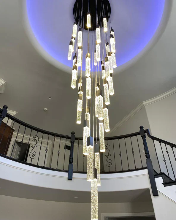Modern Glacier Bubble Crystsal Sticks Chandelier in Gold/Chrome/Black Finish for Staircase/Foyer - Image 4