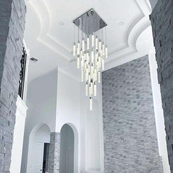 Modern Glacier Bubble Crystsal Sticks Chandelier in Gold/Chrome/Black Finish for Staircase/Foyer - Image 5