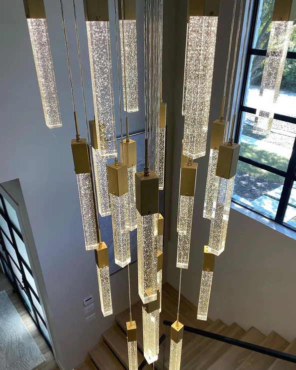 Modern Glacier Bubble Crystsal Sticks Chandelier in Gold/Chrome/Black Finish for Staircase/Foyer - Image 7