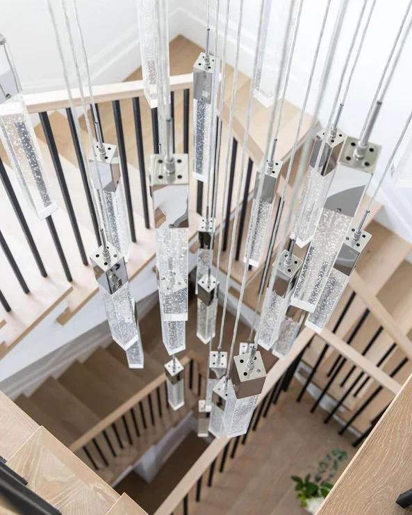 Modern Glacier Bubble Crystsal Sticks Chandelier in Gold/Chrome/Black Finish for Staircase/Foyer - Image 8