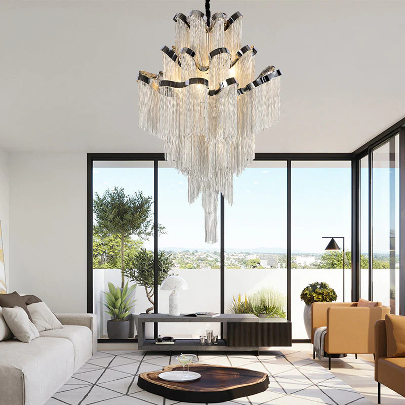 Gladys Aluminum Chain Tassel Stream Chandelier - Image 12