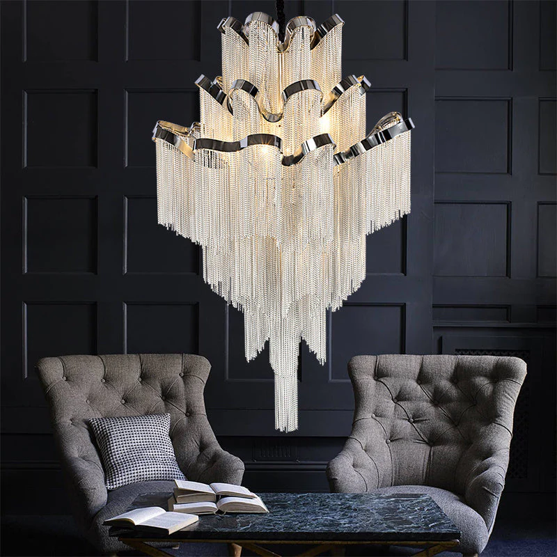 Gladys Aluminum Chain Tassel Stream Chandelier - Image 2