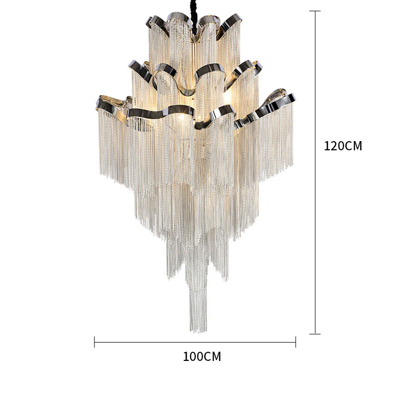 Gladys Aluminum Chain Tassel Stream Chandelier - Image 8