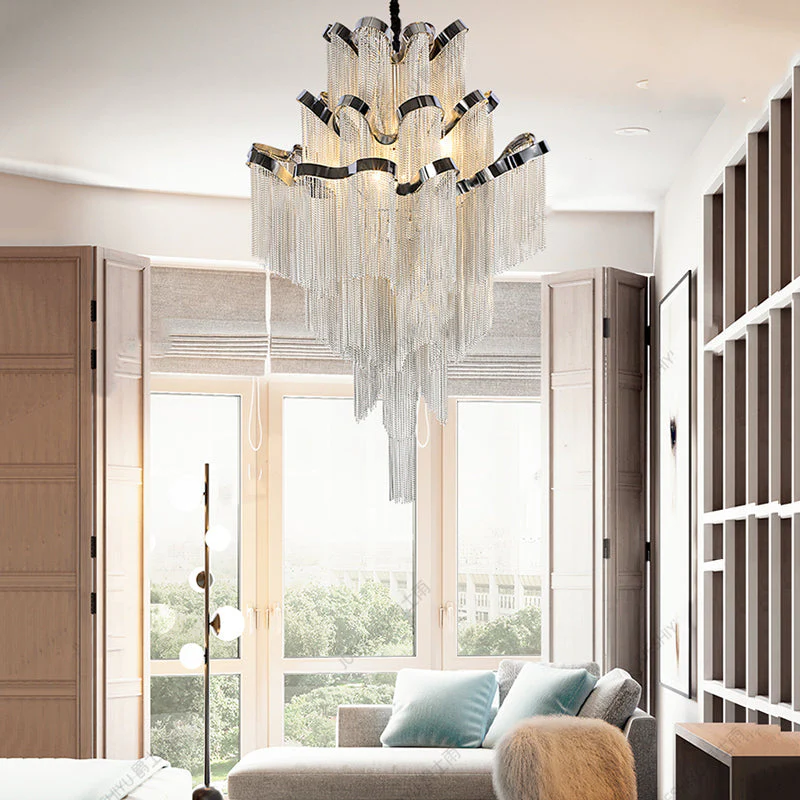 Gladys Aluminum Chain Tassel Stream Chandelier - Image 9