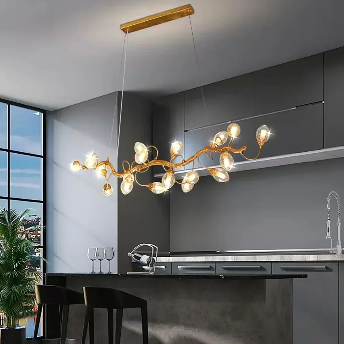 Art Clear Elegance Bubble Branch Linear Chandelier - Image 10