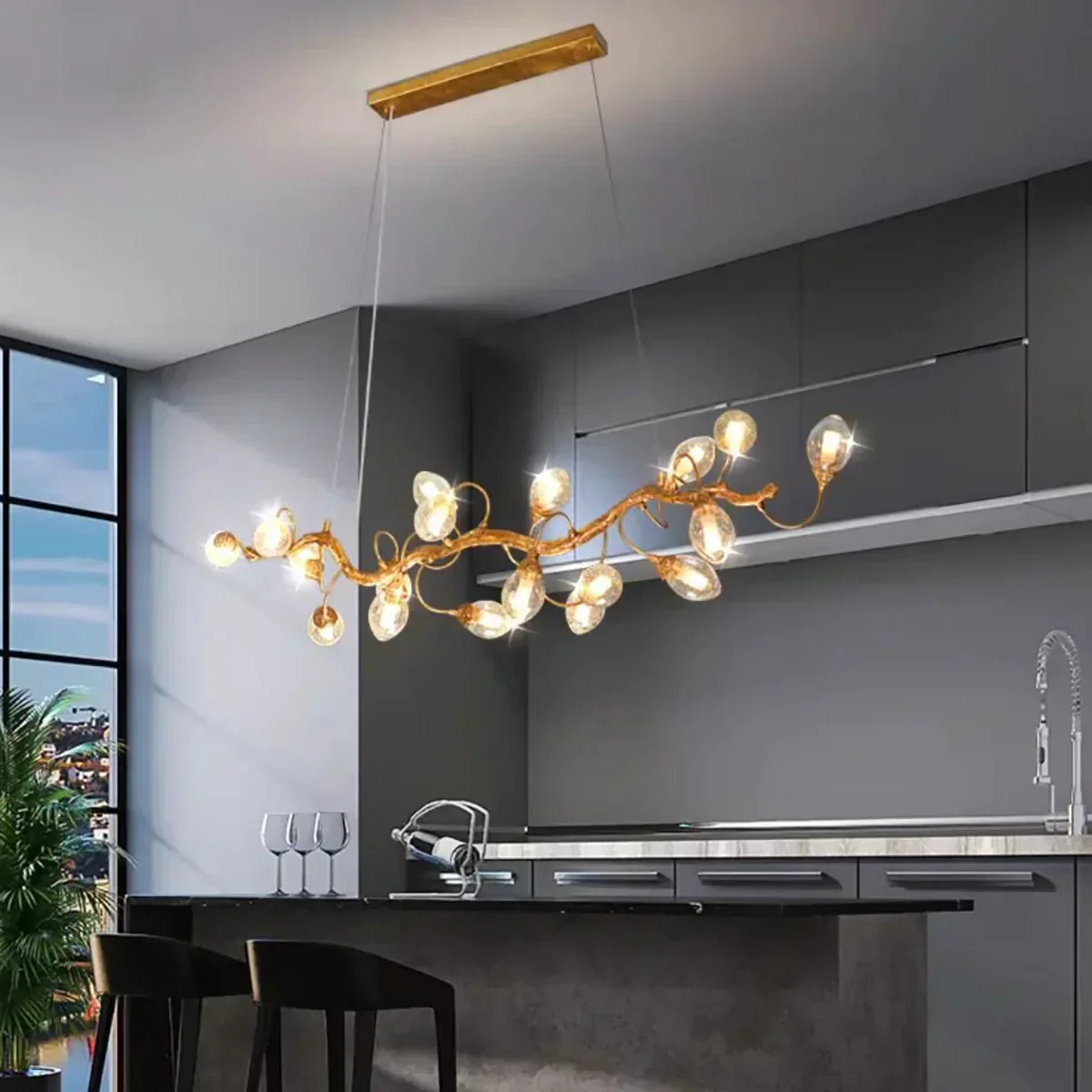 Art Clear Elegance Bubble Branch Linear Chandelier - Image 3