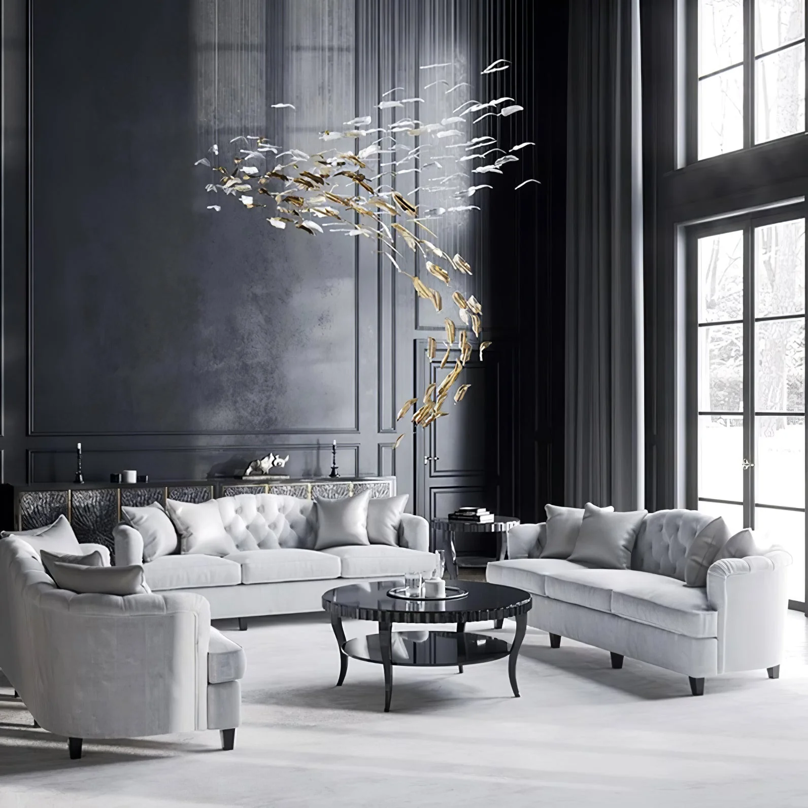 Galaxy Glass Feathers Flying Chandelier - Image 3