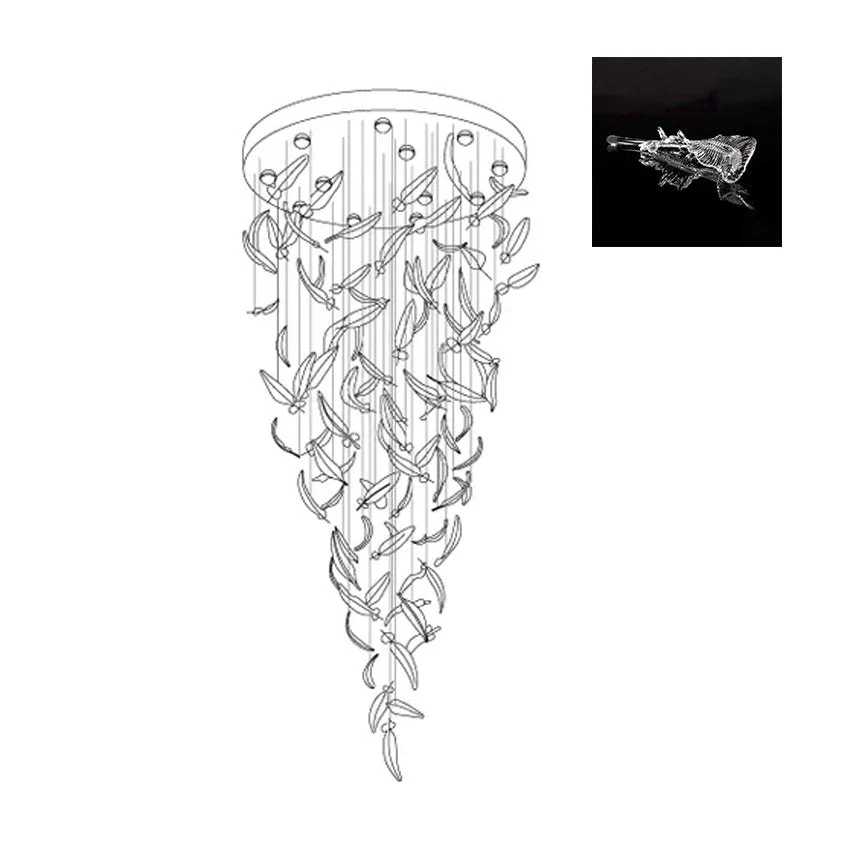 Galaxy Glass Feathers Flying Chandelier - Image 57