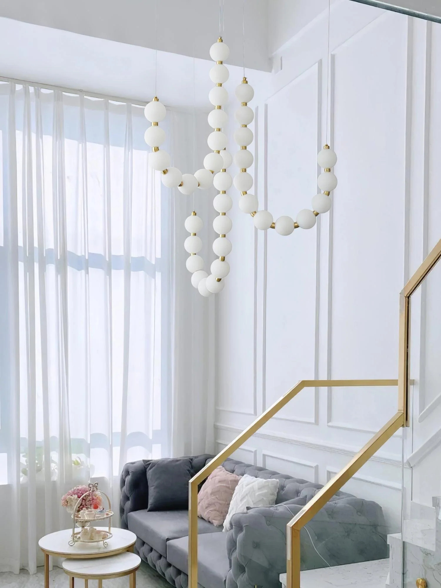 Glass Pearl Necklace Chandelier - Image 12