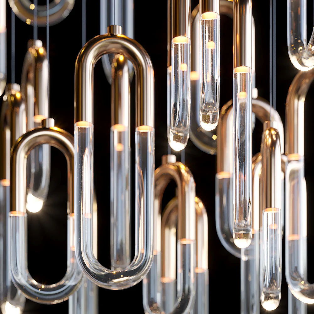 Orlisse Gold Glass Loop Cluster Chandelier - Image 2