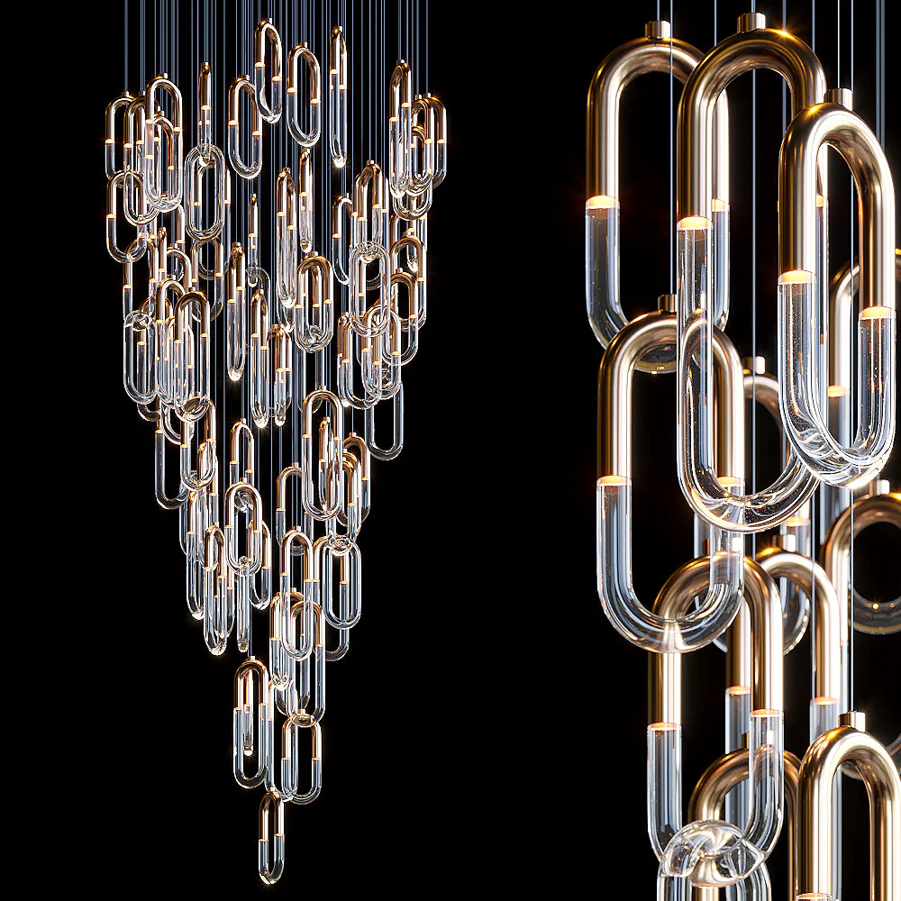 Orlisse Gold Glass Loop Cluster Chandelier - Image 4