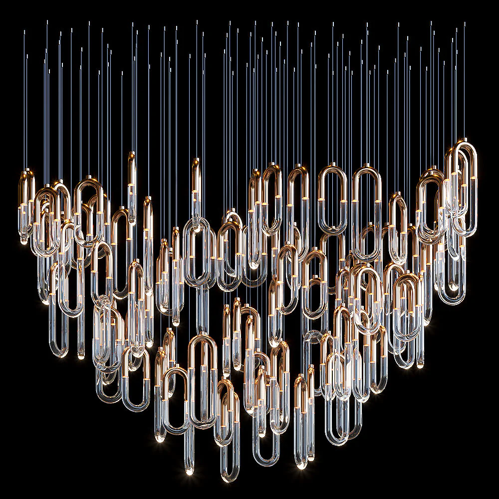 Orlisse Gold Glass Loop Cluster Chandelier - Image 6