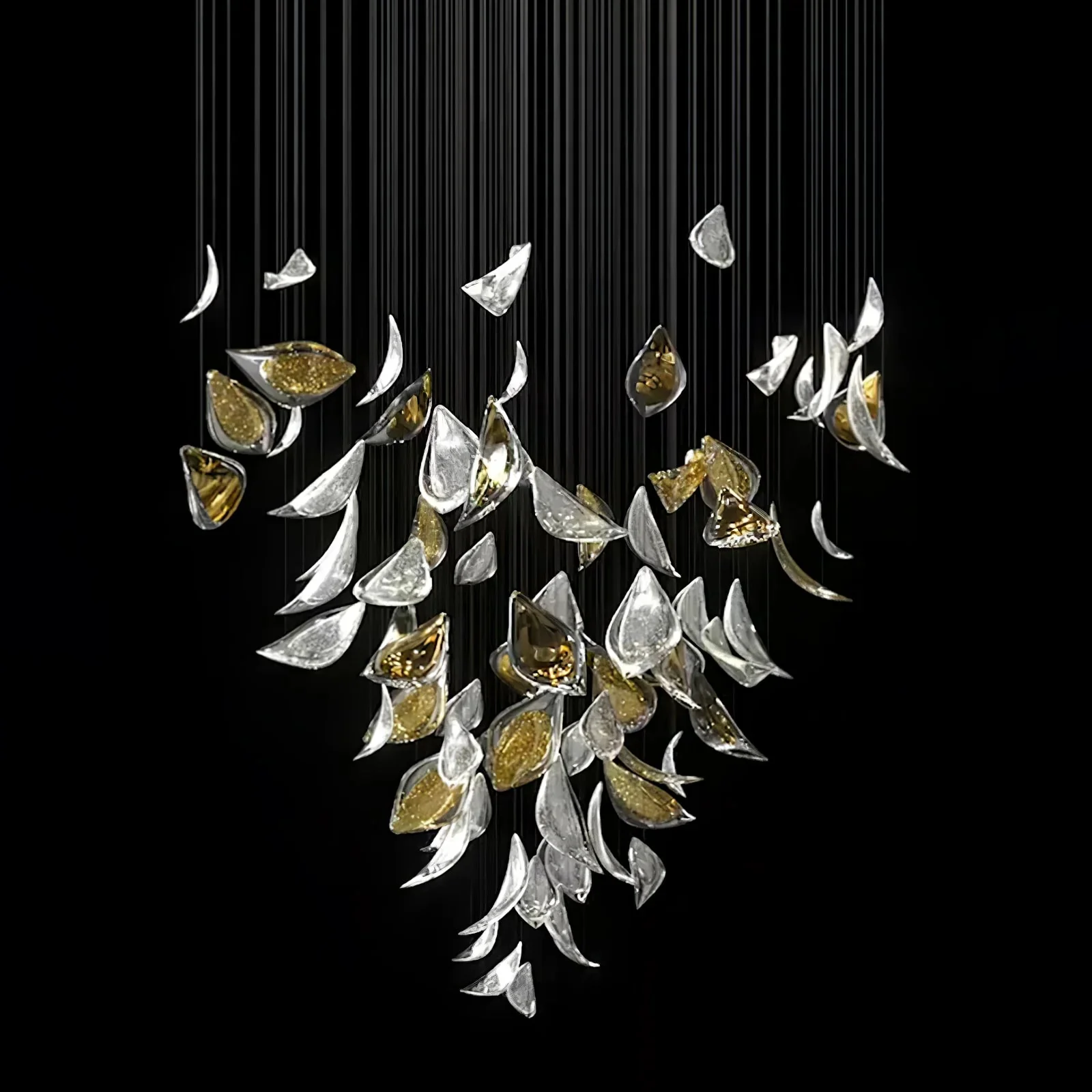 Golden Floating Leaves Chandelier - Image 11