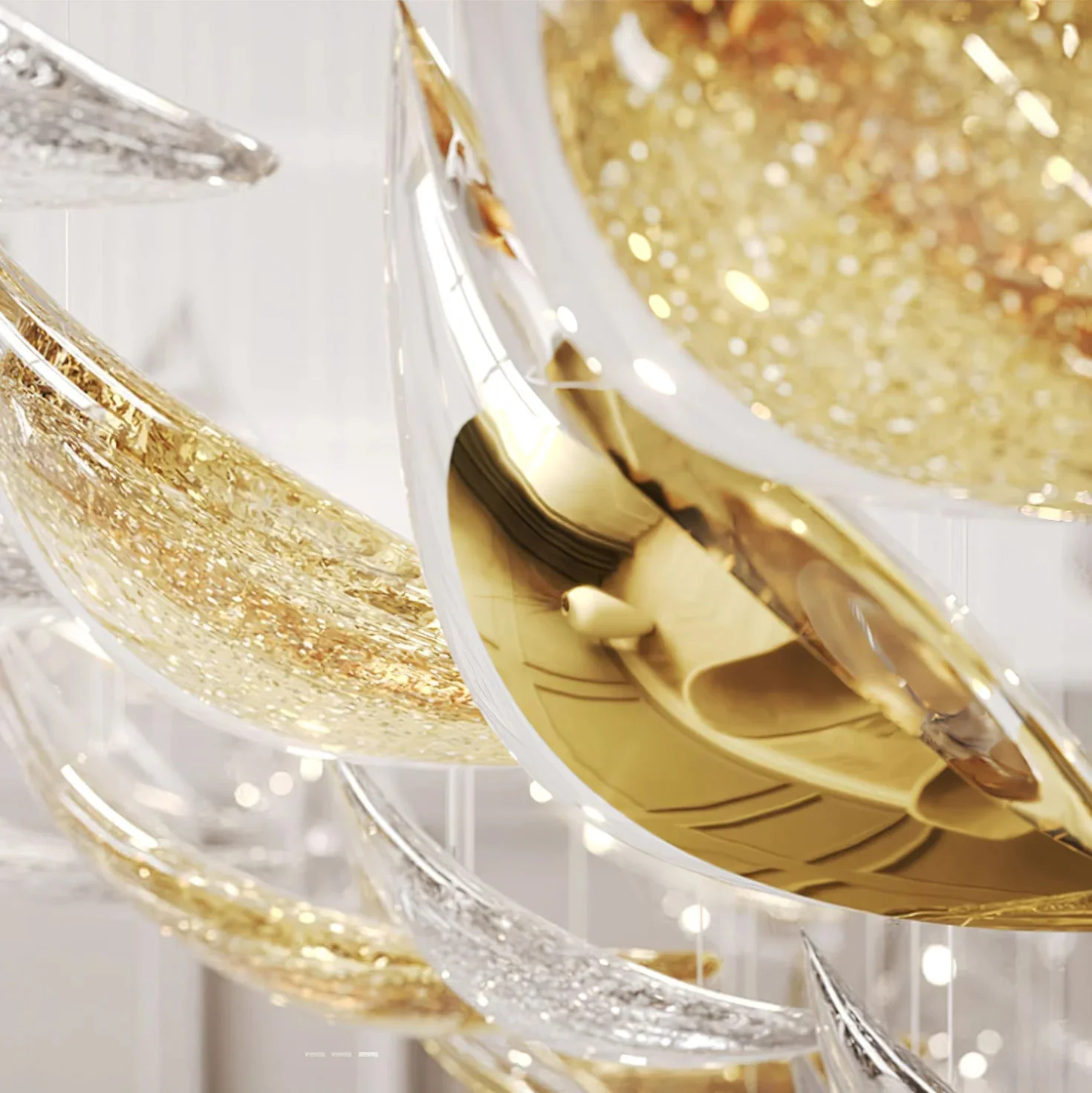Golden Floating Leaves Chandelier - Image 2