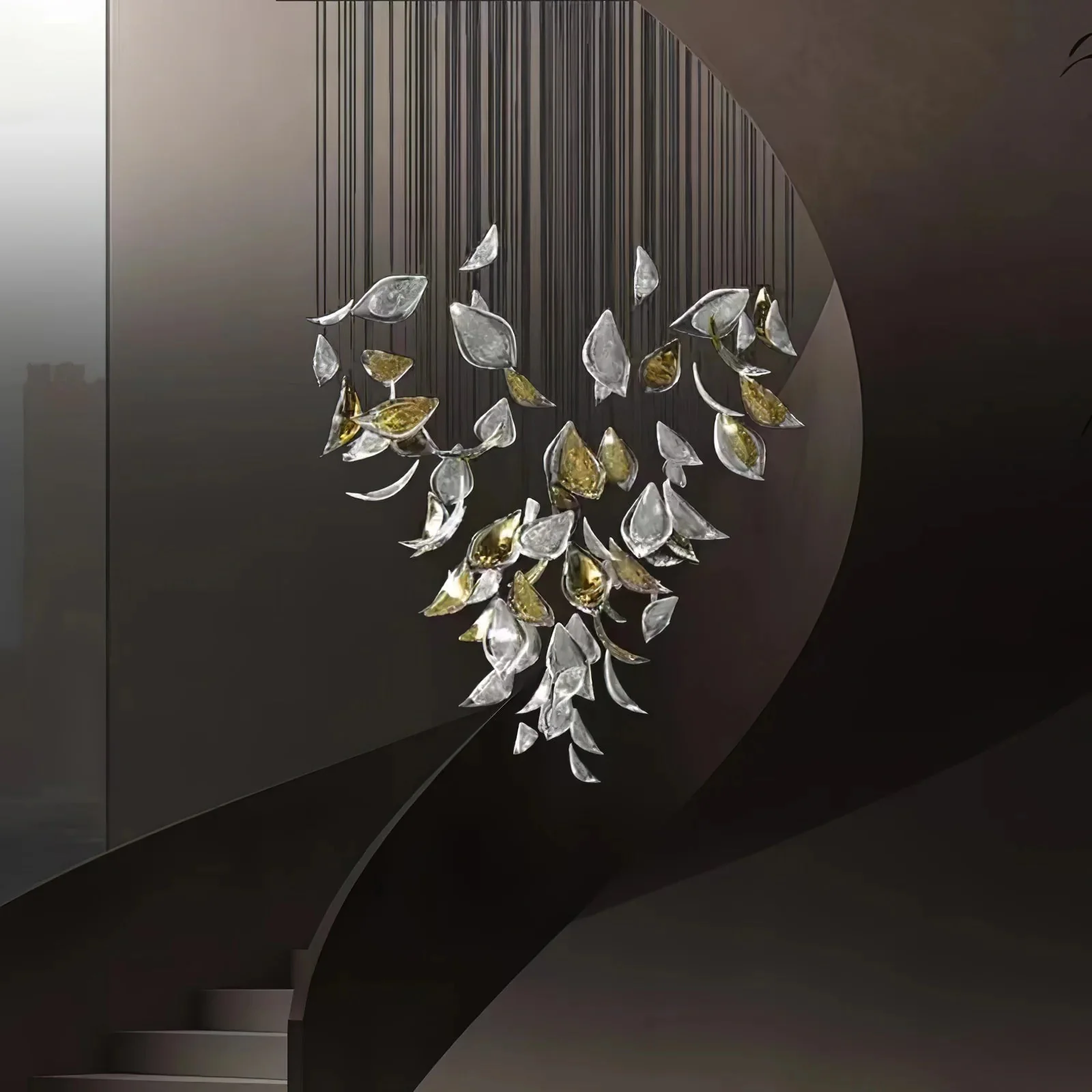 Golden Floating Leaves Chandelier - Image 6