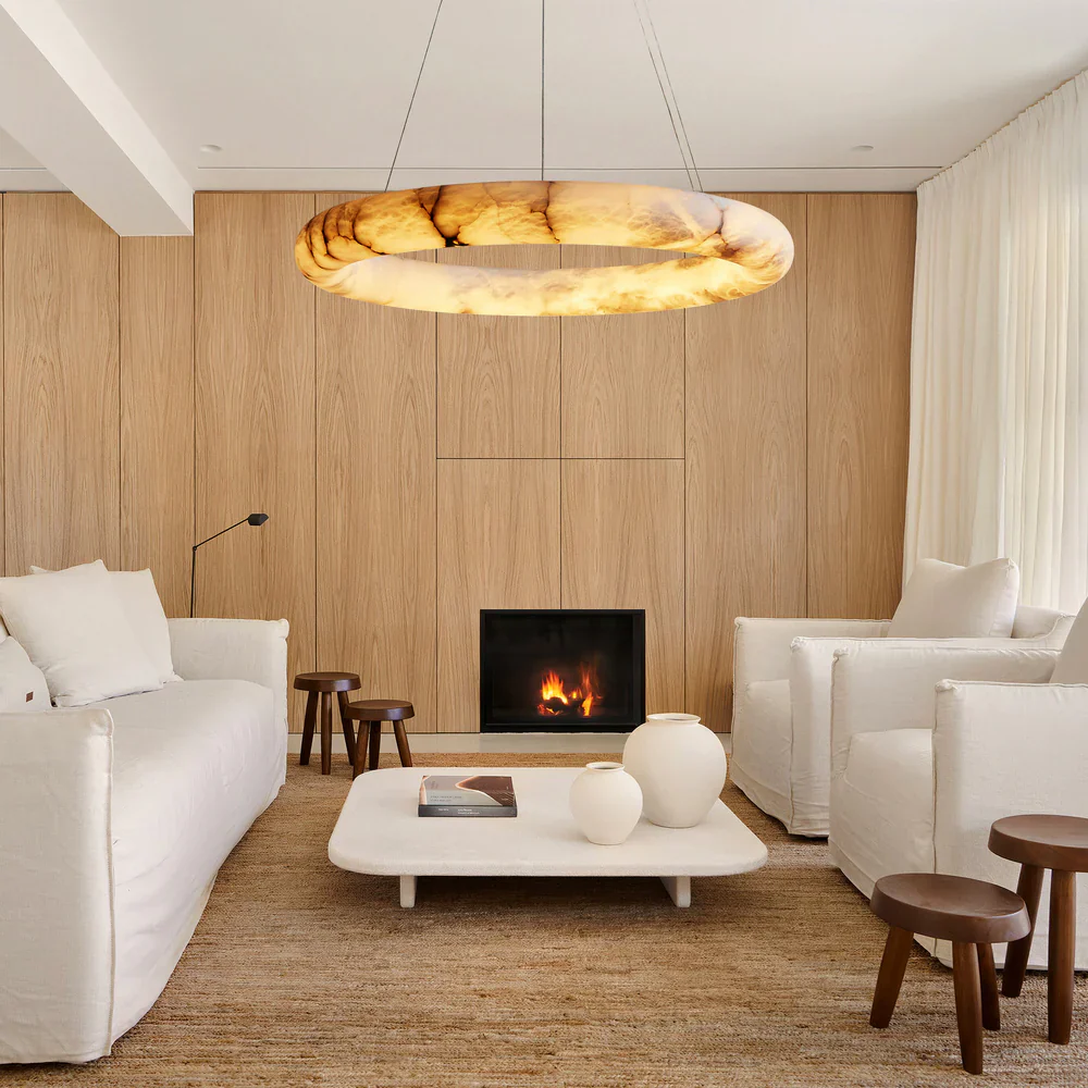 Halima Halo Spanish Alabaster LED Chandelier – 36" & 48" Luxury Light - Image 3