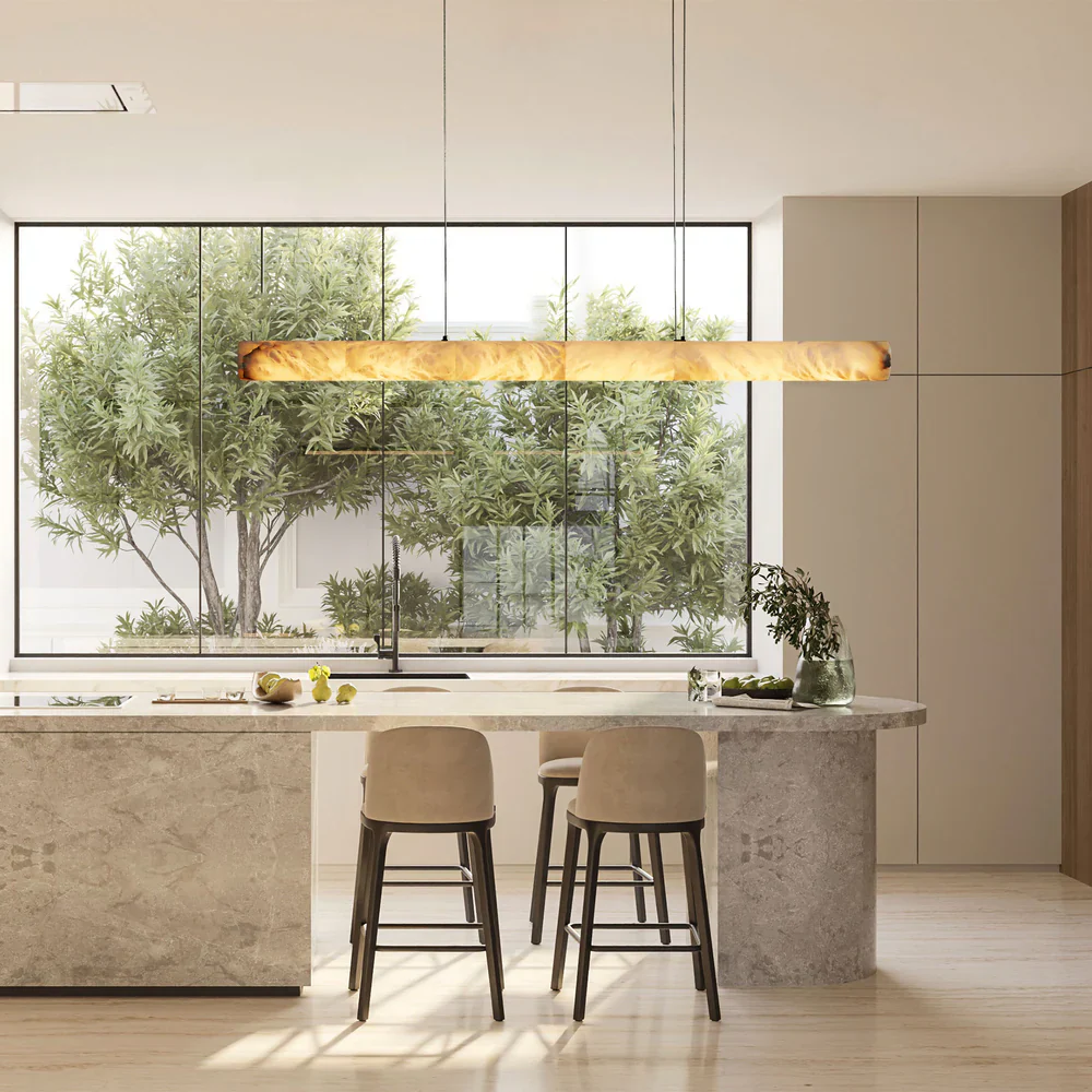 Halima Linear Alabaster LED Chandelier – 64" & 74" Options - Image 10