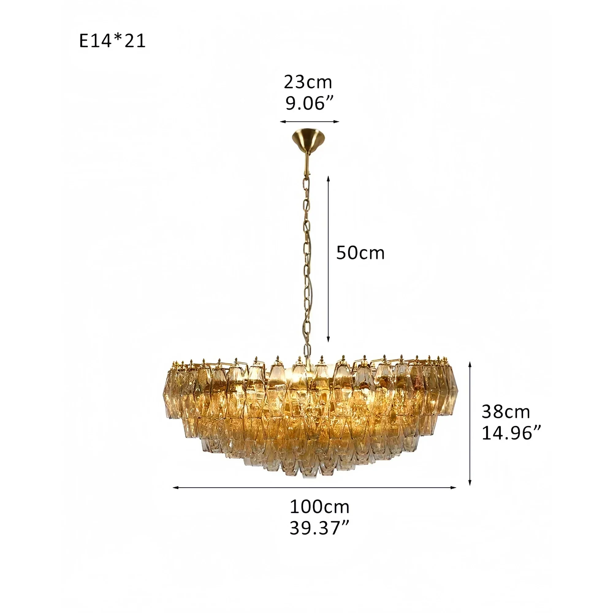 Hand Blown Tier Glass Large Murano Chandelier 24"31"40" - Image 35
