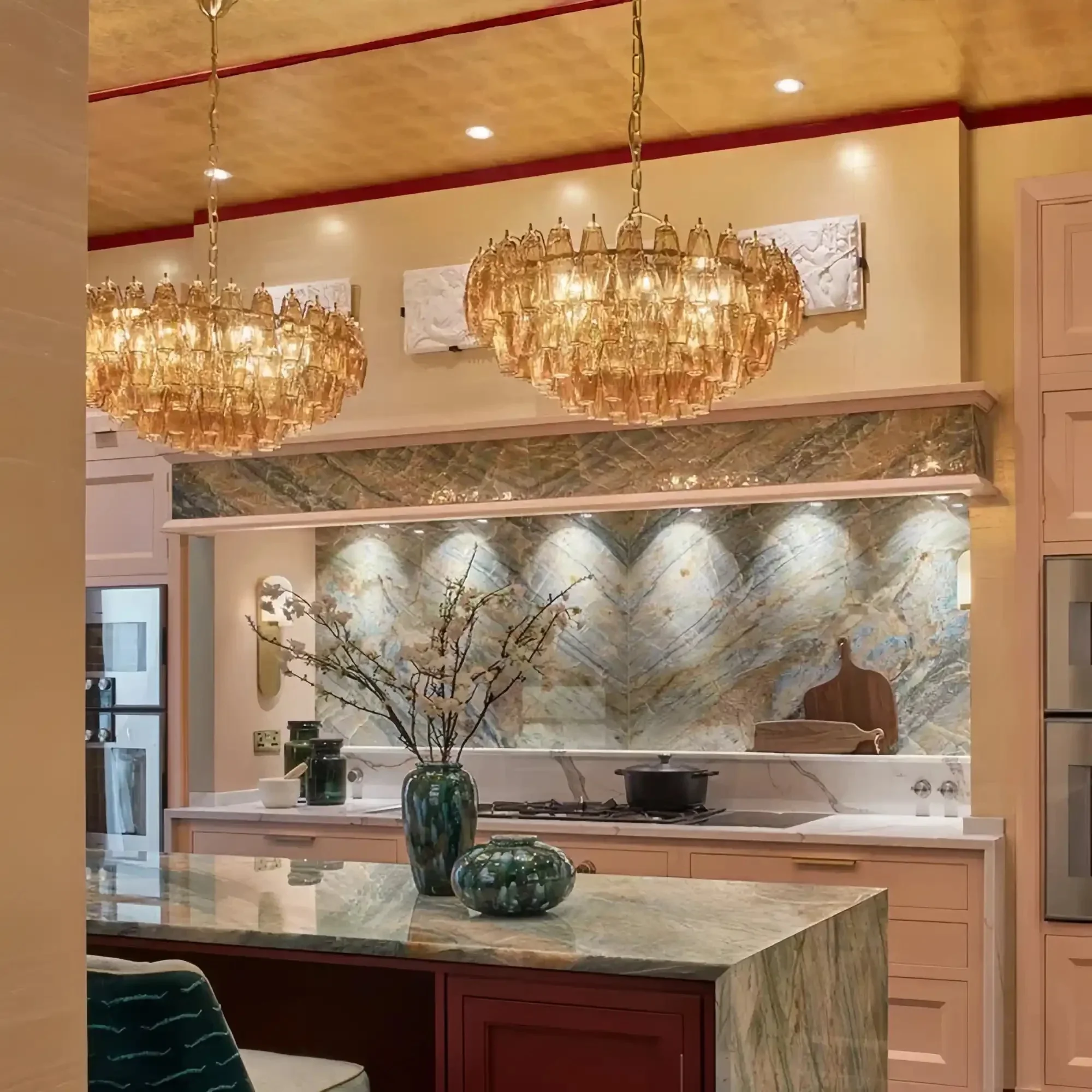 Hand Blown Tier Glass Large Murano Chandelier 24"31"40" - Image 4