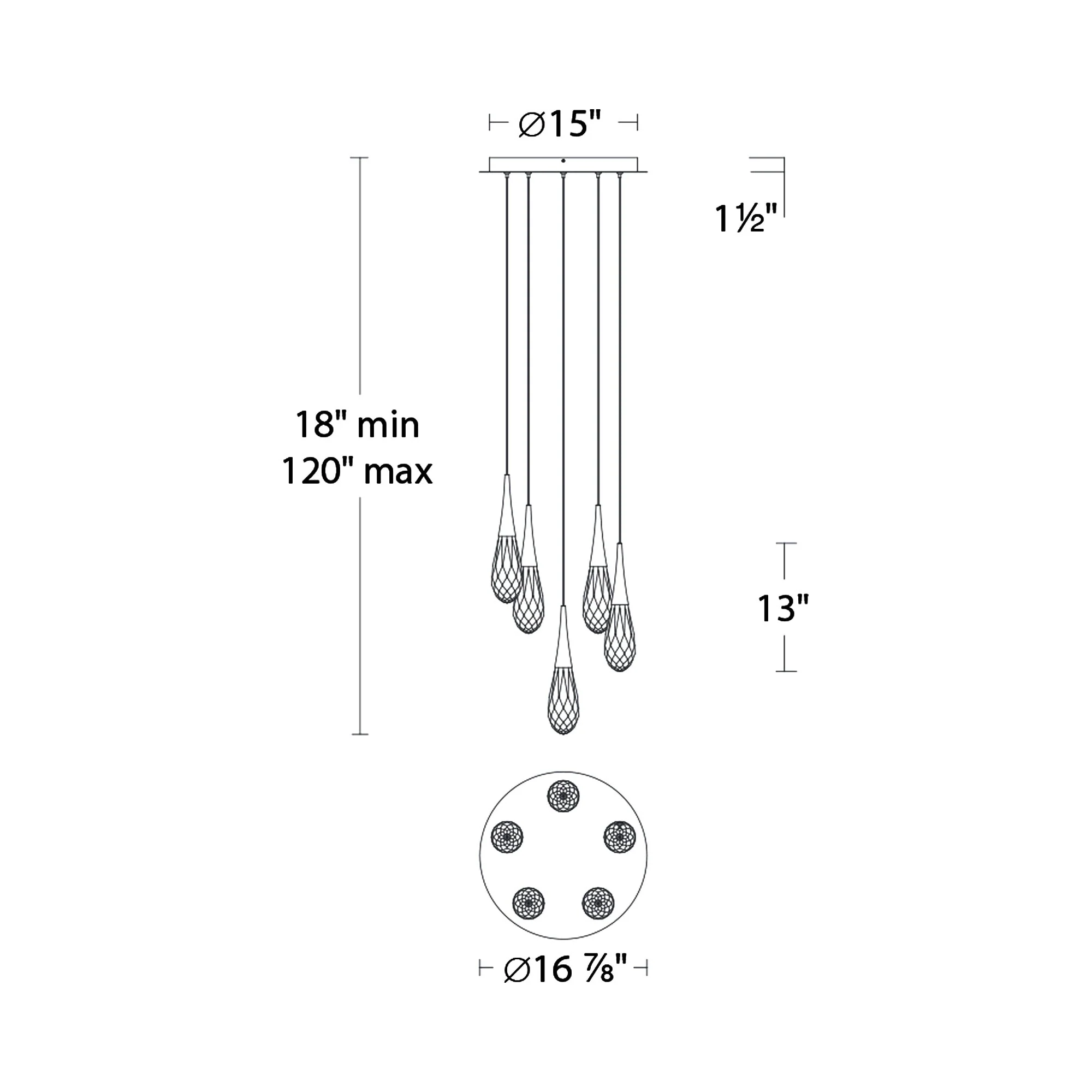 Hibiscas LED Multi Light Pendant Light - Image 11