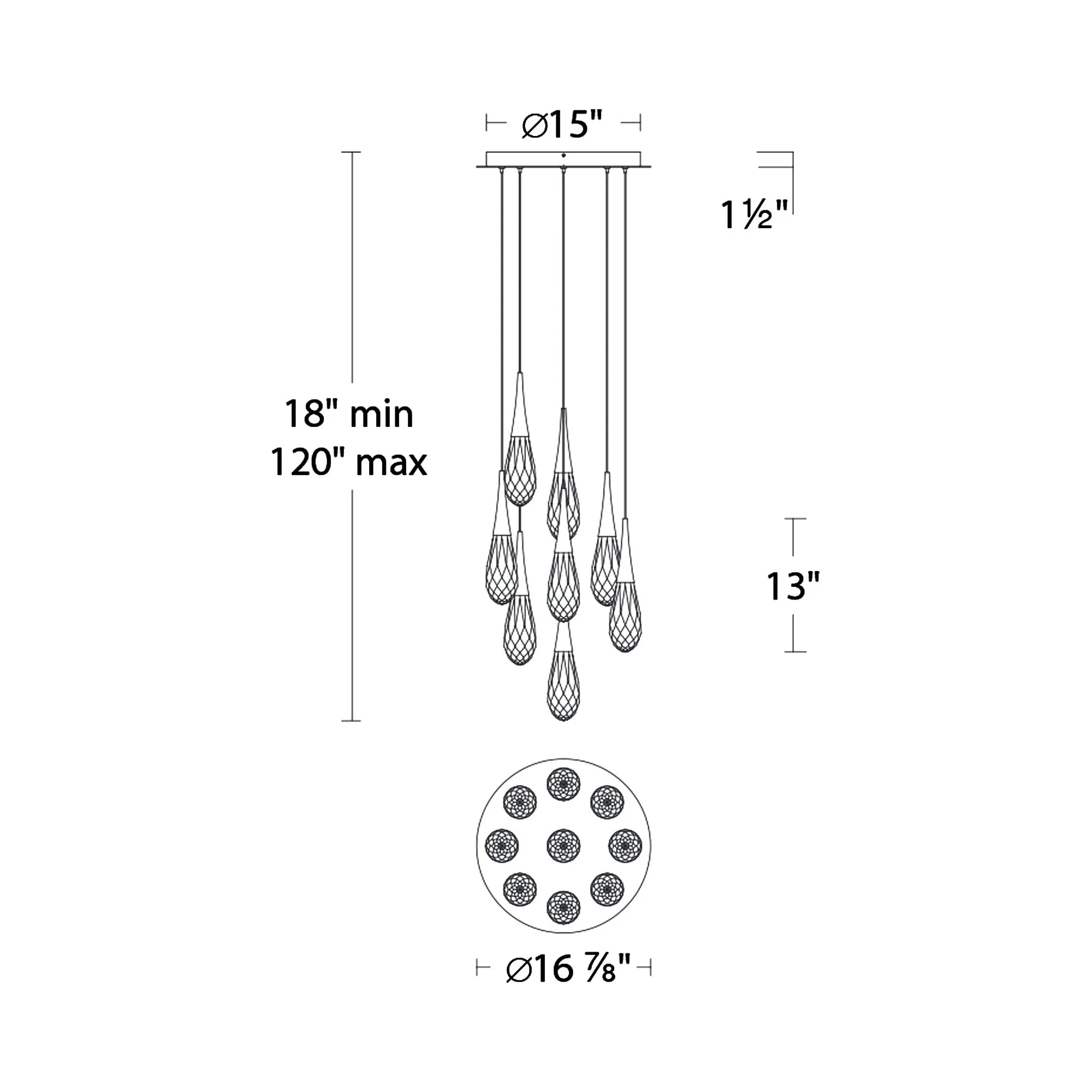 Hibiscas LED Multi Light Pendant Light - Image 12