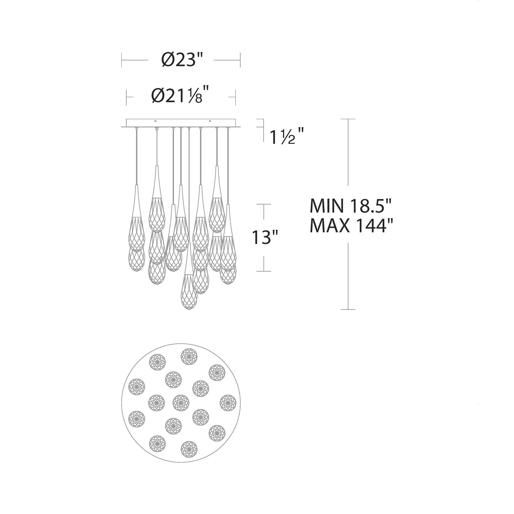 Hibiscas LED Multi Light Pendant Light - Image 13