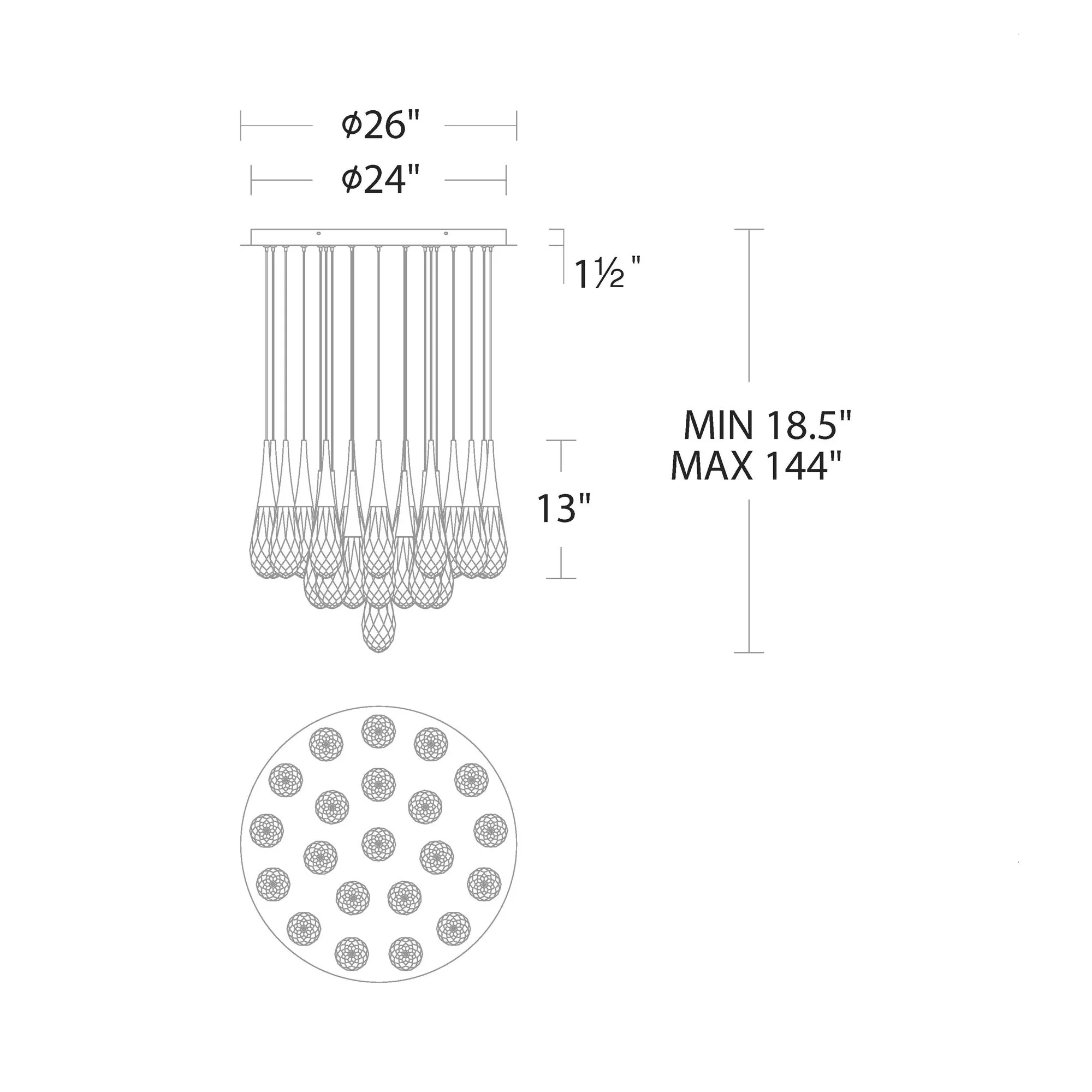 Hibiscas LED Multi Light Pendant Light - Image 14