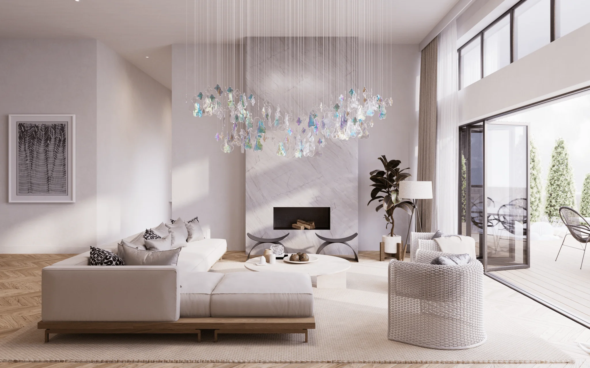 Galaxy Iris Iridescent Blossom Chandelier - Image 13