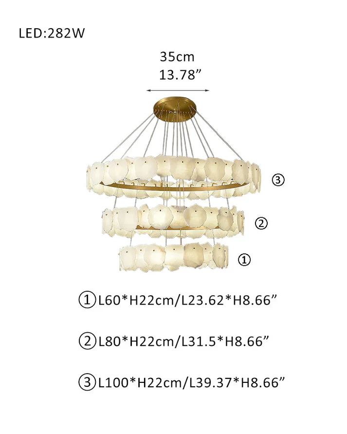 Irregular Alabaster Multi-Layered Round Chandelier - Image 4