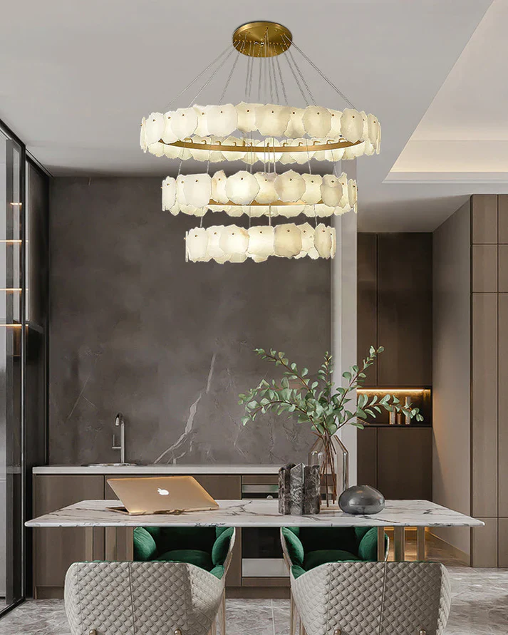 Irregular Alabaster Multi-Layered Round Chandelier - Image 5