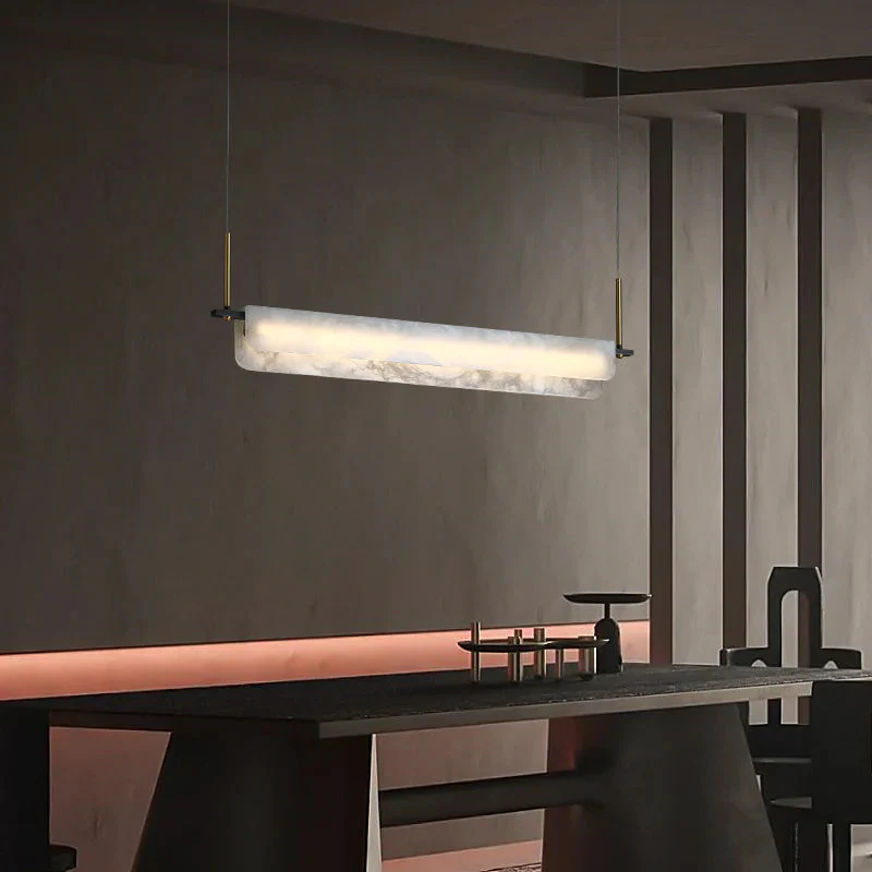 Joisse Alabaster Chandelier, Linear Chandelier Over Dining Room - Image 2