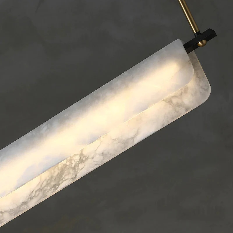Joisse Alabaster Chandelier, Linear Chandelier Over Dining Room - Image 4