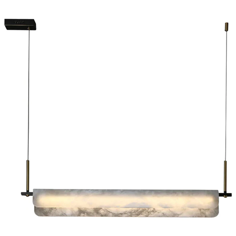 Joisse Alabaster Chandelier, Linear Chandelier Over Dining Room - Image 5