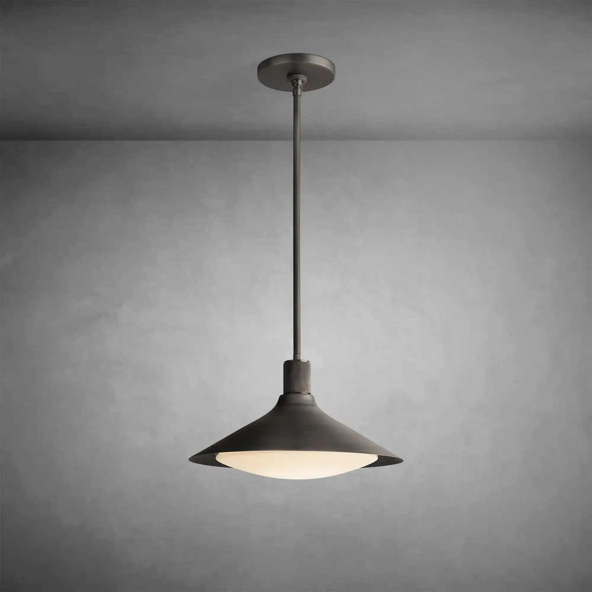 Kennon Tapered Brass Pendant with Milk Glass Shade - Image 2
