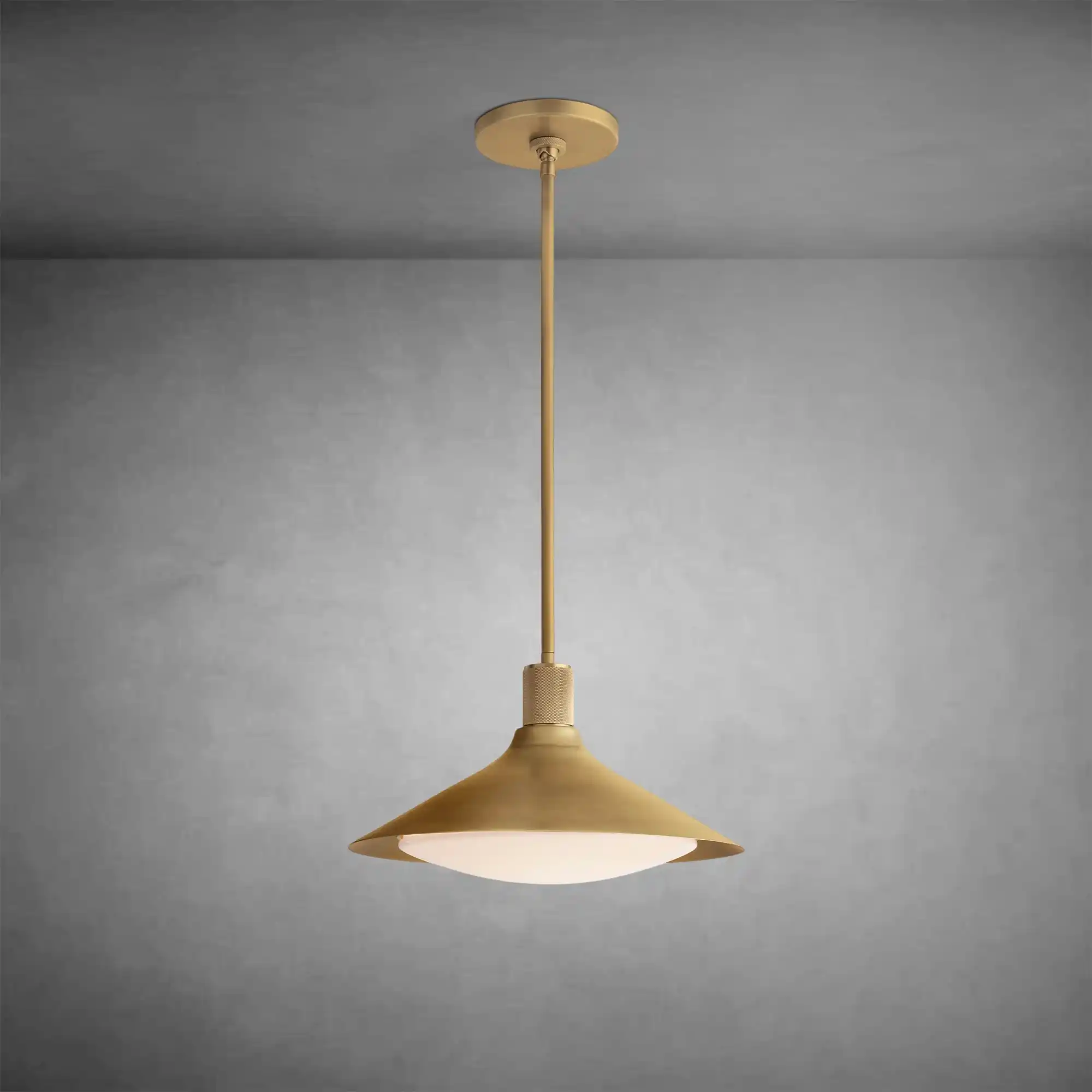 Kennon Tapered Brass Pendant with Milk Glass Shade - Image 3