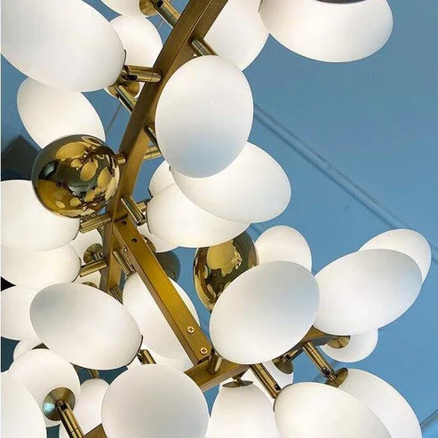Large Branch Copper Chandelier with Grape Shape Bulbs Unique and Creative Light Fixture for Staircase/ Duplex/ High Ceiling Living Room/ Restaurant - Image 11