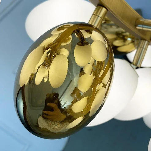 Large Branch Copper Chandelier with Grape Shape Bulbs Unique and Creative Light Fixture for Staircase/ Duplex/ High Ceiling Living Room/ Restaurant - Image 12