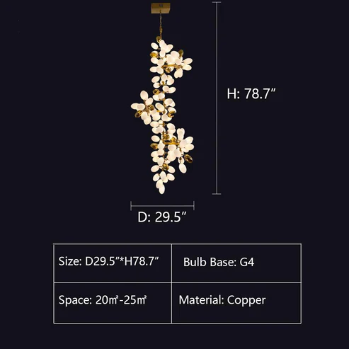 Large Branch Copper Chandelier with Grape Shape Bulbs Unique and Creative Light Fixture for Staircase/ Duplex/ High Ceiling Living Room/ Restaurant - Image 15