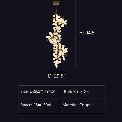 Large Branch Copper Chandelier with Grape Shape Bulbs Unique and Creative Light Fixture for Staircase/ Duplex/ High Ceiling Living Room/ Restaurant - Image 16