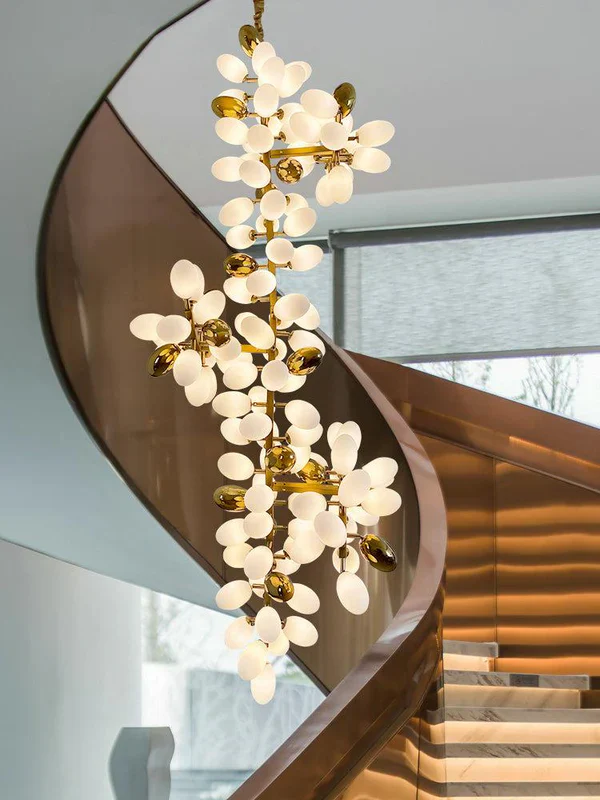 Large Branch Copper Chandelier with Grape Shape Bulbs Unique and Creative Light Fixture for Staircase/ Duplex/ High Ceiling Living Room/ Restaurant - Image 4