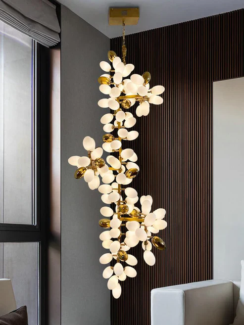 Large Branch Copper Chandelier with Grape Shape Bulbs Unique and Creative Light Fixture for Staircase/ Duplex/ High Ceiling Living Room/ Restaurant - Image 5