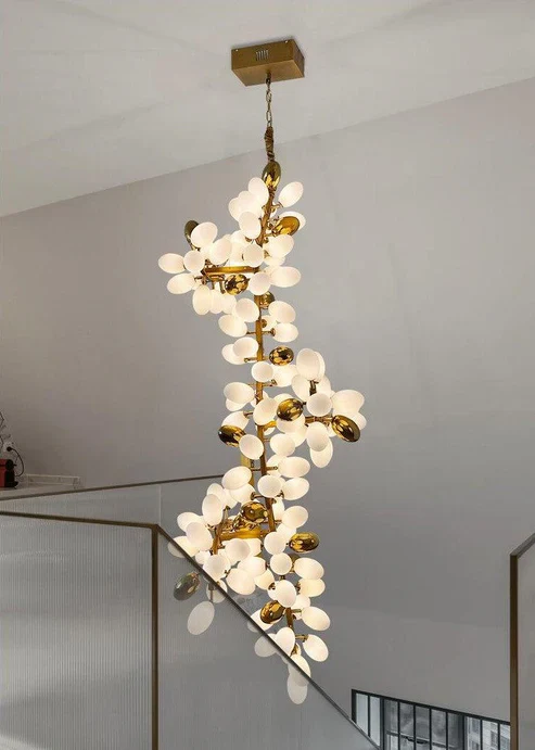 Large Branch Copper Chandelier with Grape Shape Bulbs Unique and Creative Light Fixture for Staircase/ Duplex/ High Ceiling Living Room/ Restaurant - Image 6